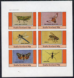 Staffa 1982 Insects (Grasshopper, Tiger Moth etc) imperf set of 6 values (15p to 75p) unmounted mint