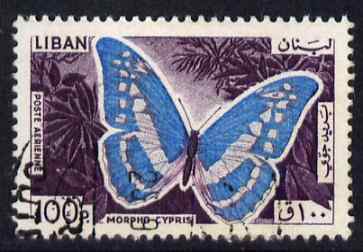 Lebanon 1965 Blue Morpho Butterfly 100p fine commercial used SG879