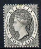 St Lucia 1864-76 QV (1d) black Crown CC P14 mounted mint SG15