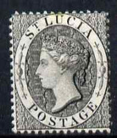 St Lucia 1864-76 QV (1d) black Crown CC P14 mounted mint SG15