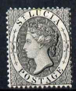 St Lucia 1864-76 QV (1d) black Crown CC P14 mounted mint SG15