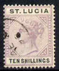 St Lucia 1891-98 QV Key plate 10s,Crown CA fine cds used SG52