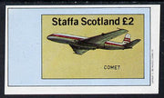 Staffa 1982 Aircraft #4 (Comet) imperf deluxe sheet (£2 value) unmounted mint