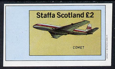 Staffa 1982 Aircraft #4 (Comet) imperf deluxe sheet (£2 value) unmounted mint