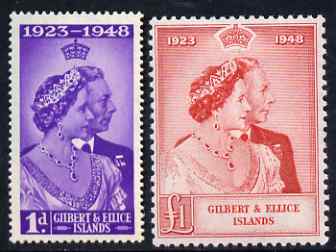 Gilbert & Ellice Islands 1949 KG6 Royal Silver Wedding set of 2 unmounted mint SG 57-8