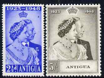 Antigua 1949 KG6 Royal Silver Wedding set of 2 mounted mint SG 112-3