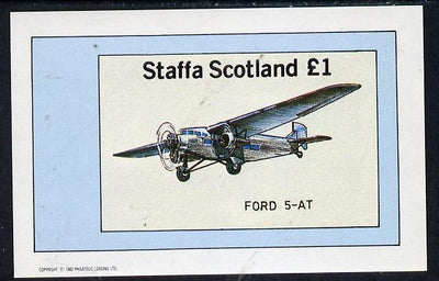 Staffa 1982 Aircraft #4 (Ford 5-AT) imperf souvenir sheet (£1 value) unmounted mint