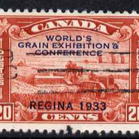 Canada 1933 Grain Exhibition 20c red fine corner cancel, SG 330