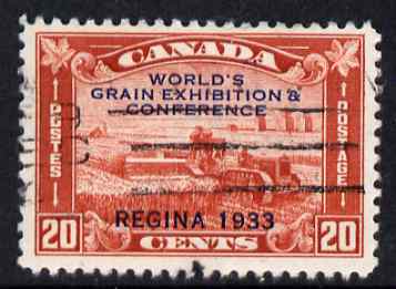 Canada 1933 Grain Exhibition 20c red fine corner cancel, SG 330