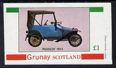 Grunay 1982 Vintage Cars (Peugeot 1913) imperf souvenir sheet (£1 value) unmounted mint