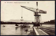Postcard - Antibes sepia card used to,London showing Flying Boat with Crane (Station Hydronavale)