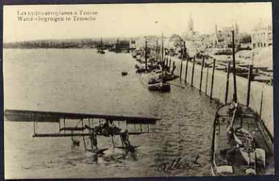 Photograph - Seaplane black & white photograph inscribed 'Les hydro-aeroplanes a Tamise Water-vliegtuigen te Temsche'