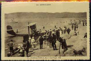 Postcard - La Cot-D'Azur unused sepia card showing seaplane on beach (Juan les Pins, la Plage)
