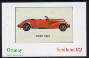 Grunay 1982 Early Cars (Cord 1935) imperf deluxe sheet (£2 value) unmounted mint