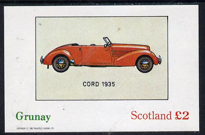 Grunay 1982 Early Cars (Cord 1935) imperf deluxe sheet (£2 value) unmounted mint