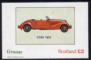 Grunay 1982 Early Cars (Cord 1935) imperf deluxe sheet (£2 value) unmounted mint