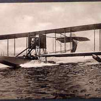 Postcard - Sopwith Batboat 1912 unused sepia card inscribed 'Hydroplane starting on a flight'