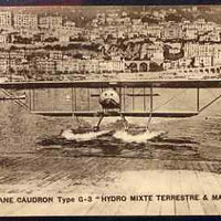 Postcard - Caudron unused sepia card inscribed 'Aeroplane Caudron Type G-3 Hydro Mixte Terrestre & Maritime'