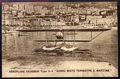 Postcard - Caudron unused sepia card inscribed 'Aeroplane Caudron Type G-3 Hydro Mixte Terrestre & Maritime'