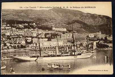 Postcard - Monaco unused sepia card inscribed 'Le Yacht Hirondelle a SAS le Prince de Monaco'