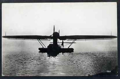 Postcard - unused black & white card showing Dornier DO R Super Wal