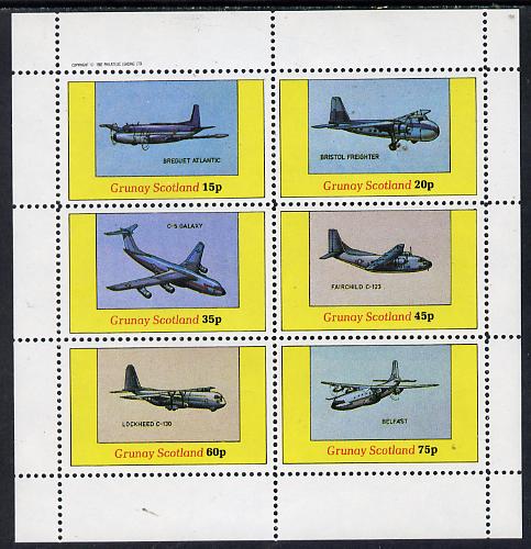 Grunay 1982 Aircraft #1 (Breguet Atlantic, Belfast, C-5 Galaxy etc) perf set of 6 values (15p to 75p) unmounted mint