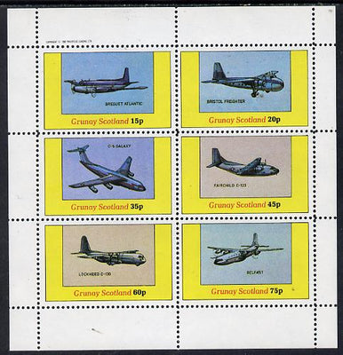 Grunay 1982 Aircraft #1 (Breguet Atlantic, Belfast, C-5 Galaxy etc) perf set of 6 values (15p to 75p) unmounted mint
