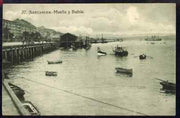 Postcard - Santander unused black & white card showing Sea Plane in harbour