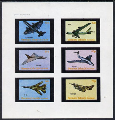 Bernera 1982 Aircraft #13 (Canberra, B-52, Vulcan, F-111 etc) imperf set of 6 values (15p to 75p) unmounted mint