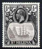 St Helena 1922-37 KG5 Badge Script 1/2d grey & black single with variety 'Cleft rock' (stamp 49) well centred and appears to be unmounted mint SG 97c