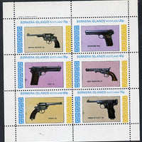 Bernera 1982 Pistols (Smith & Wesson, Colt 45, Browning, etc) perf set of 6 values (15p to 75p) unmounted mint