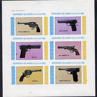 Bernera 1982 Pistols (Smith & Wesson, Colt 45, Browning, etc) imperf set of 6 values (15p to 75p) unmounted mint