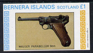 Bernera 1982 Pistols (Mauser 9mm) imperf souvenir sheet (£1 value) unmounted mint