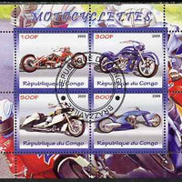 Congo 2009 Motorcycles perf sheetlet containing 4 values fine cto used