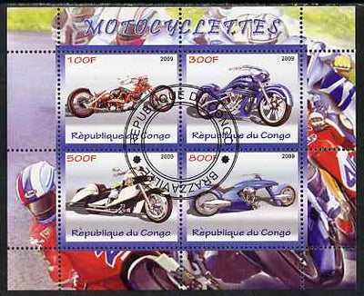 Congo 2009 Motorcycles perf sheetlet containing 4 values fine cto used