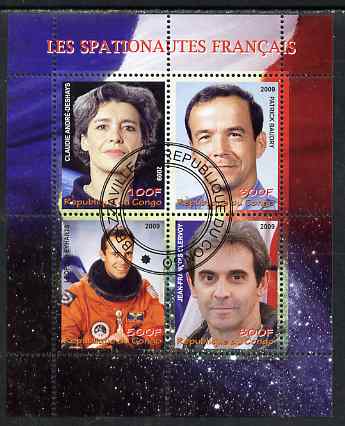 Congo 2009 French Astronauts #1 perf sheetlet containing 4 values fine cto used