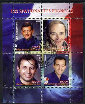 Congo 2009 French Astronauts #2 perf sheetlet containing 4 values fine cto used
