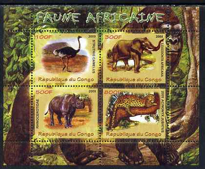 Congo 2009 African Fauna perf sheetlet containing 4 values unmounted mint