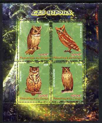 Congo 2009 Owls perf sheetlet containing 4 values unmounted mint