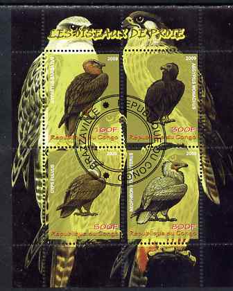 Congo 2009 Birds of Prey perf sheetlet containing 4 values fine cto used