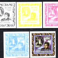 St Thomas & Prince Islands 2008 50th Anniversary of NASA individual deluxe sheet #1 (Kennedy) the set of 5 imperf progressive proofs comprising the 4 individual colours plus all 4-colour composite, unmounted mint