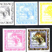 St Thomas & Prince Islands 2008 50th Anniversary of NASA individual deluxe sheet #2 (Armstrong) the set of 5 imperf progressive proofs comprising the 4 individual colours plus all 4-colour composite, unmounted mint