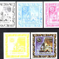 St Thomas & Prince Islands 2008 50th Anniversary of NASA individual deluxe sheet #3 (Apollo 17) the set of 5 imperf progressive proofs comprising the 4 individual colours plus all 4-colour composite, unmounted mint