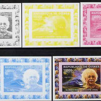 Guinea - Conakry 2006 Albert Einstein individual deluxe sheet #2 with TGV Train - the set of 5 imperf progressive proofs comprising the 4 individual colours plus all 4-colour composite, unmounted mint