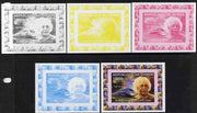 Guinea - Conakry 2006 Albert Einstein individual deluxe sheet #2 with TGV Train - the set of 5 imperf progressive proofs comprising the 4 individual colours plus all 4-colour composite, unmounted mint