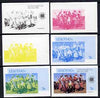 Lesotho 1983 Ba-Leseli Dance 5s (from Commonwealth Day set) the set of 6 imperf progressive proofs comprising the 4 individual colours plus 2 and all 4-colour composite, unmounted mint, only 36 such sets believed to exist, as SG536