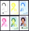 Lesotho 1983 Queen Elizabeth II 60s (from Commonwealth Day set) the set of 6 imperf progressive proofs comprising the 4 individual colours plus 2 and all 4-colour composite, unmounted mint, only 36 such sets believed to exist, as SG536