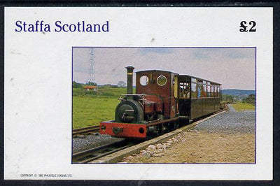 Staffa 1982 Narrow Gauge Steam Locos imperf deluxe sheet (£2 value) unmounted mint