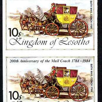 Lesotho 1984 Bath Mail Coach 10s (from 'Ausipex' Stamp Exhibition set) imperf pair unmounted mint as SG 601
