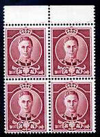 Great Britain 1937 KG6 Waterlow full-face undenominated essay in claret, perf block of 4 unmounted mint